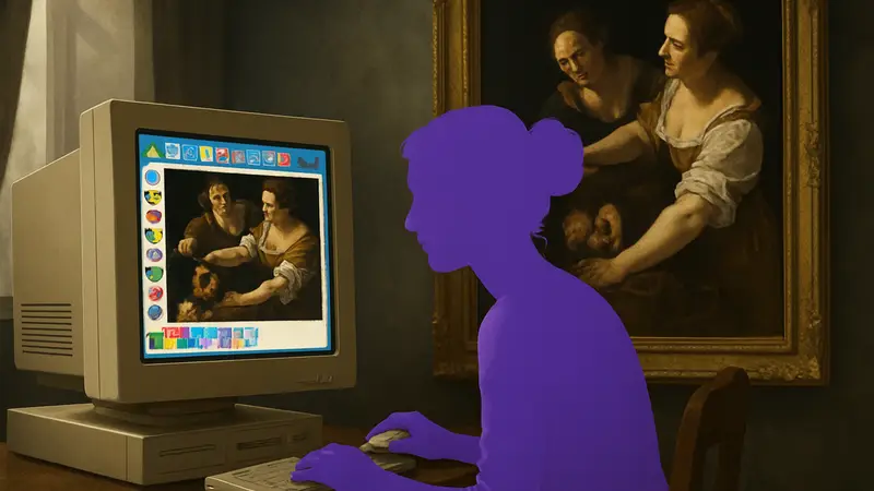 Кэт Граффэм воссоздаёт барочную картину Артемизии Джентилески в программе Kid Pix