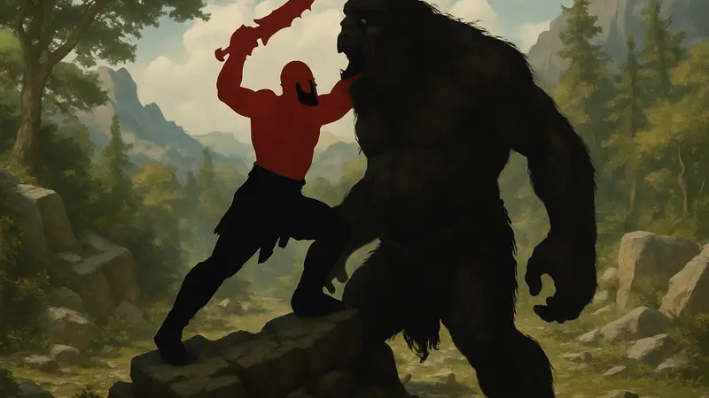 3D-фигурка Кратоса из God of War, сражающегося с циклопом