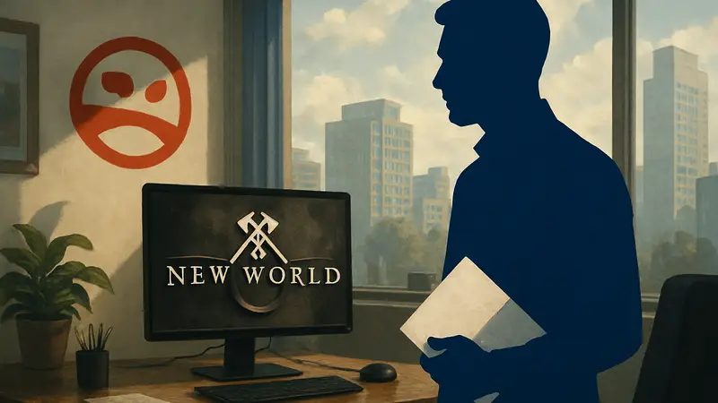 Алистэр Макфарлейн, глава Facepunch Studios, и логотип New World, символизирующие возможное сотрудничество