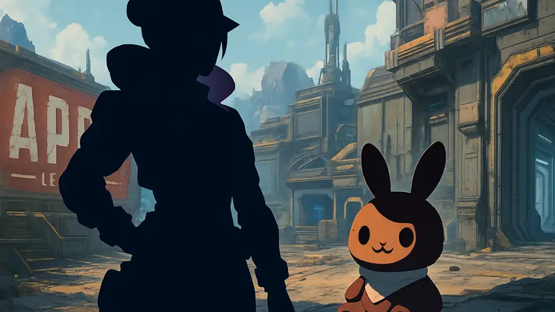 Скин Ваттсон из Apex Legends, вдохновленный VTuber Dokibird, с плюшевой игрушкой YouTooz на фоне.