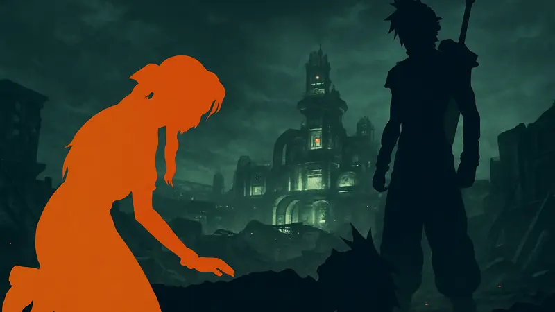 Скриншот из Final Fantasy VII Rebirth с драматической сценой, сравнение моментов FF7 Remake и оригинала.