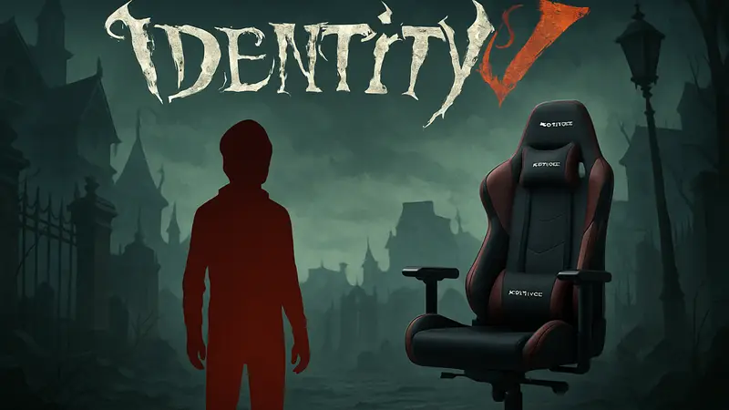 Логотип Identity V и игровое кресло DXRacer, анонсирующие коллаборацию.