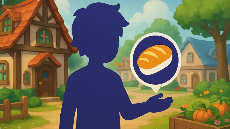 Скриншот из Heartopia с персонажем и хлебом, игровой гайд по перкам