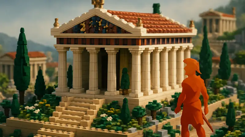 Детализированная постройка греческого храма из LEGO, вдохновленная Assassin's Creed Odyssey