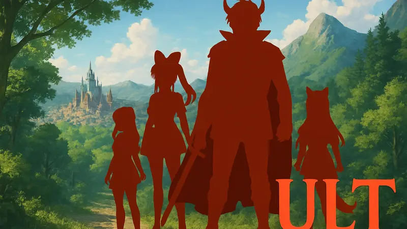 Постер аниме 'Isekai Maou to Shoukan Shoujo no Dorei Majutsu' с логотипом 'ULT'.