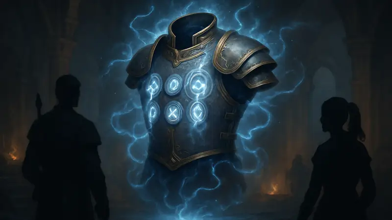 Изображение предмета экипировки из Diablo 2 Resurrected со вставленными рунами и эффектом рунного слова