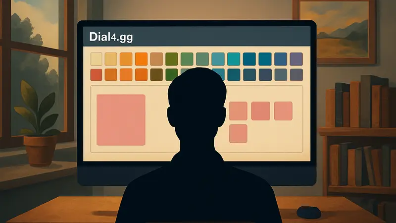 Скриншот игры Dialed.gg с палитрой цветов и элементом выбора оттенков розового