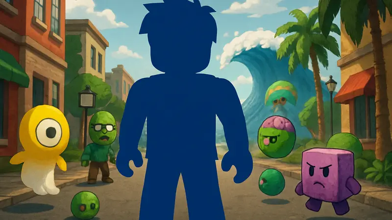 Игровой персонаж из Escape Tsunami for Brainrots в мире Roblox с элементами Brainrots.