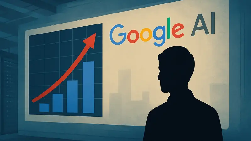 Диаграмма роста дефицита вычислительных мощностей для ИИ и логотип Google AI