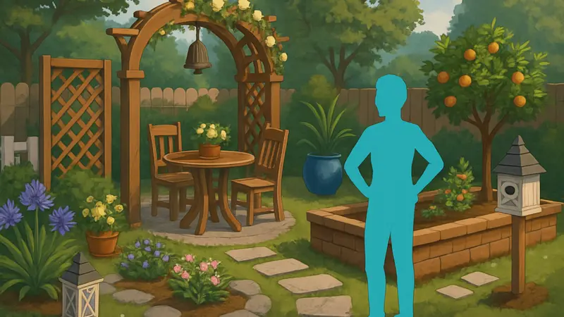 Предметы декора и элементы ландшафтного дизайна из набора The Sims 4 Yard Charm Kit.