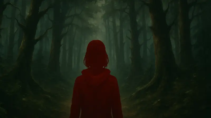 Обложка игры Heart of the Forest с изображением таинственного леса и силуэта.