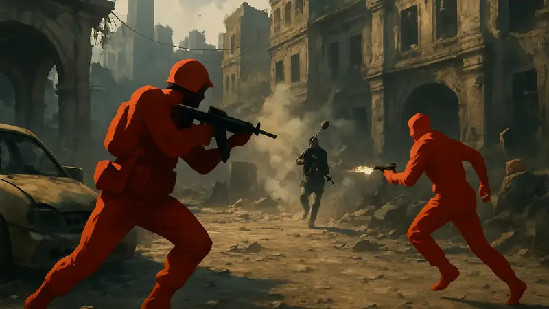 Динамичный кадр из популярной экшен-игры, демонстрирующий начало сражения