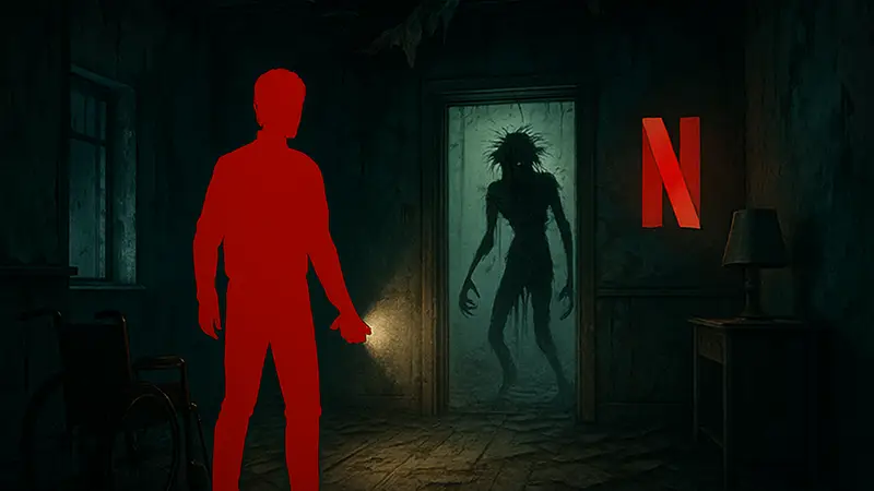 Скриншот или обложка хоррор-игры Unhinged от Netflix Games, демонстрирующий элементы ужаса и экспериментов.