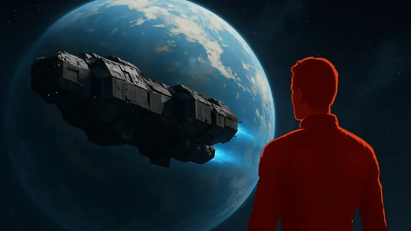 Скриншот из игры The Expanse: Osiris Reborn, космический корабль на фоне планеты