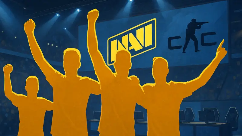 Команда NAVI празднует победу над BB в полуфинале IEM Atlanta 2026 по CS2