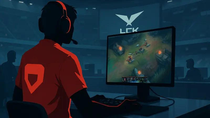 Киберспортсмен Diable в форме Nongshim RedForce во время матча LCK.