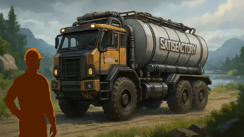 Изображение грузовика, перевозящего жидкости в игре Satisfactory 1.2.