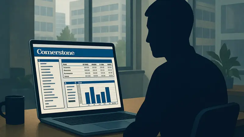 Скриншот бизнес-ПО Cornerstone, погубившего Infocom, на экране современного ПК.