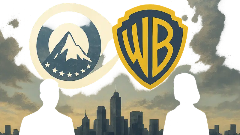Логотипы Paramount и Warner Bros. Discovery, символизирующие слияние компаний
