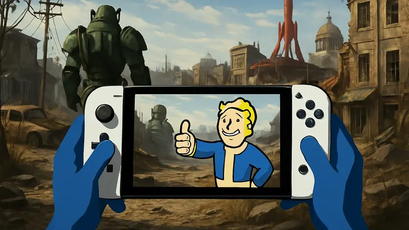 Fallout 4 Anniversary Edition на Nintendo Switch 2: геймплей в пустоши Бостона с приличной графикой.