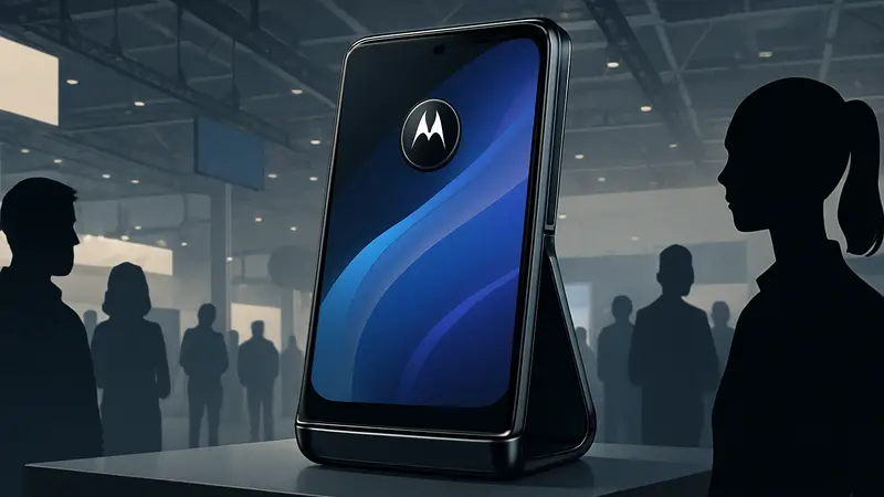 Смартфон Motorola Razr Fold в сложенном состоянии на выставке MWC 2026.
