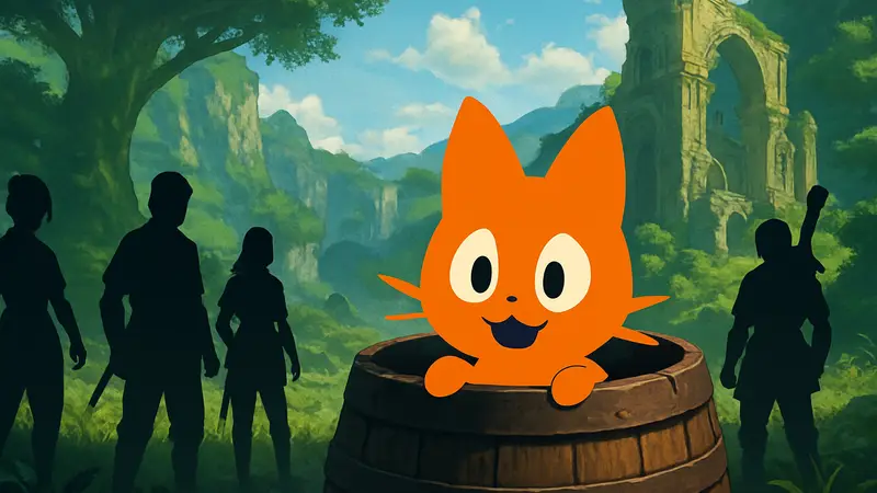 Фелин, выглядывающий из бочки в Monster Hunter Stories 3