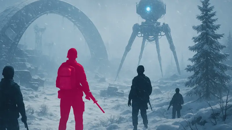 Игровой скриншот Arc Raiders с суровыми погодными условиями Cold Snap.