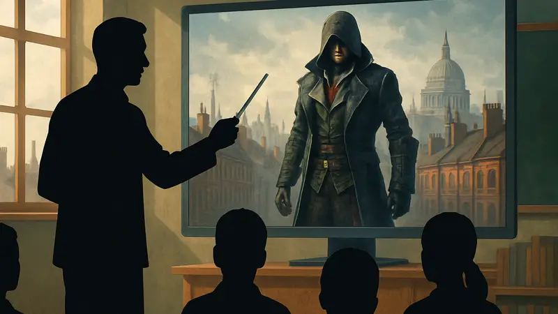 Учитель истории проводит урок с Assassin's Creed Syndicate, обучение и игры