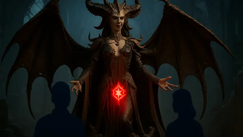 Высокодетализированная статуя Лилит из Diablo IV от HEX Collectibles со светодиодной подсветкой.