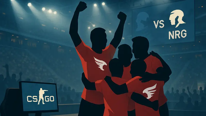 Киберспортивная команда Falcons празднует победу над NRG на турнире по CS2 в Кракове.