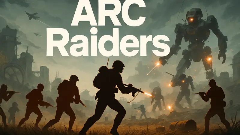 Логотип ARC Raiders на фоне игрового процесса с персонажами и перестрелками
