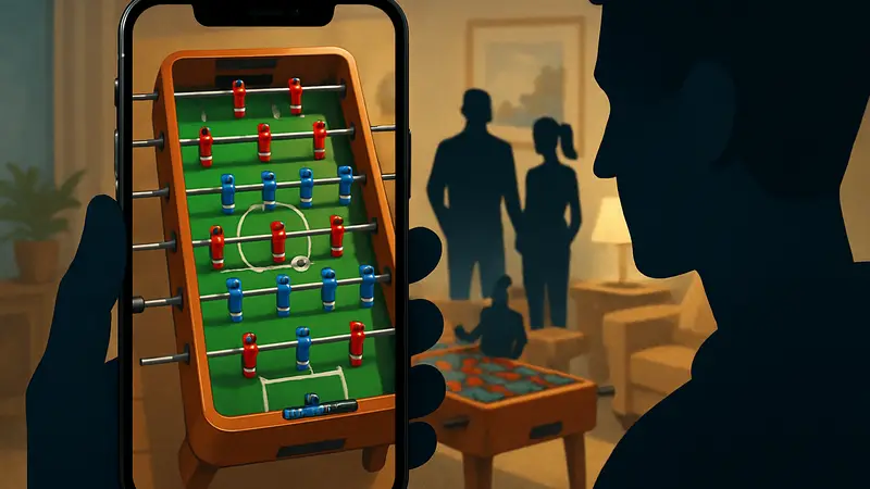 Скриншот Kickabout Table Football на iPhone с изображением настольного футбола