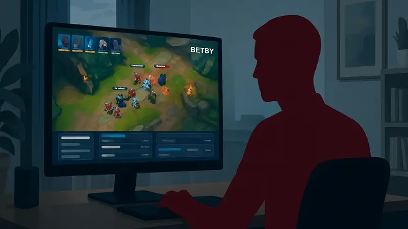 Пользователь смотрит стриминг киберспортивного матча на платформе BETBY для лайв-ставок.