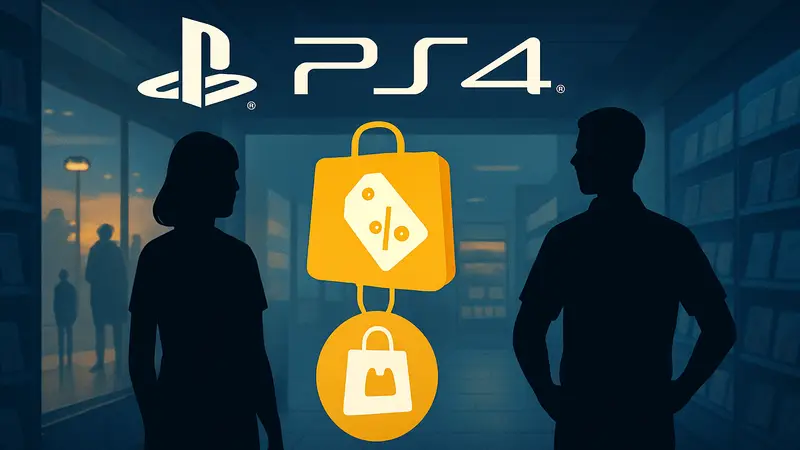Логотипы PS5 и PS4 со значком распродажи в PS Store.