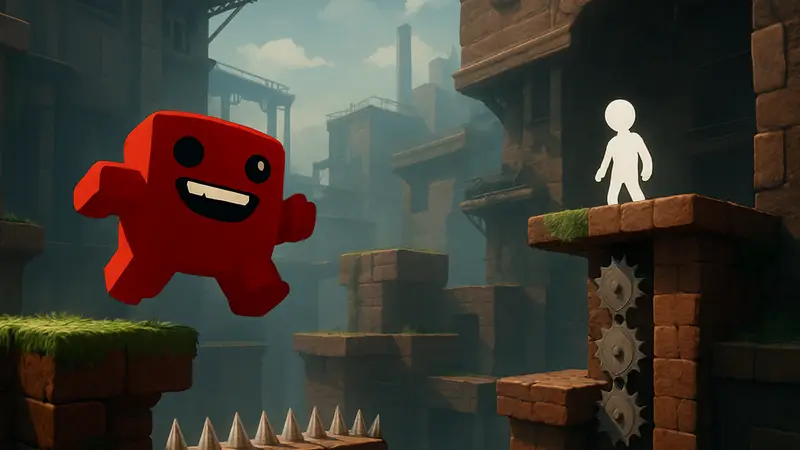 Скриншот игрового процесса Super Meat Boy 3D