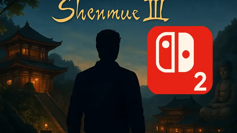 Обложка Shenmue III Enhanced с главным героем Рё Хадзуки, на фоне логотипа Switch 2.