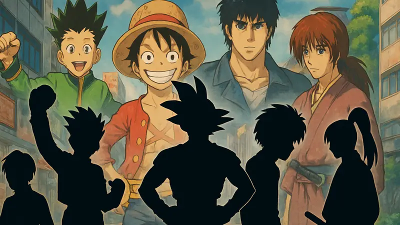 Коллаж из персонажей популярных классических сёнэн-аниме, недоступных для стриминга.