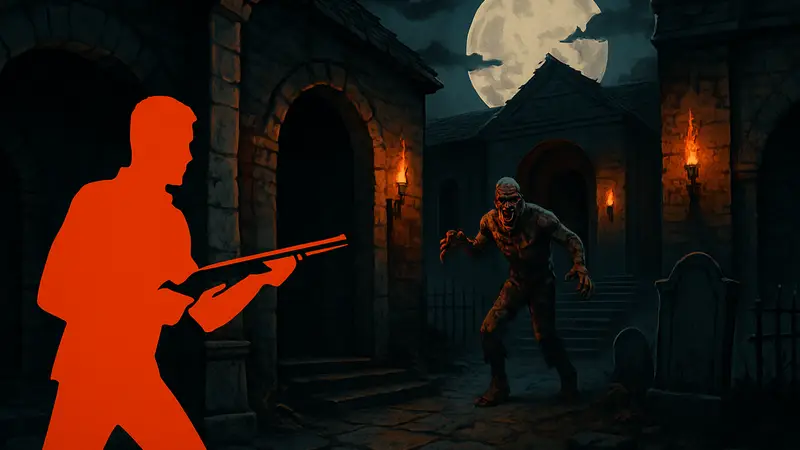 Игрок проходит уровень в классическом шутере Blood с обновленным модом Death Wish 2.0.