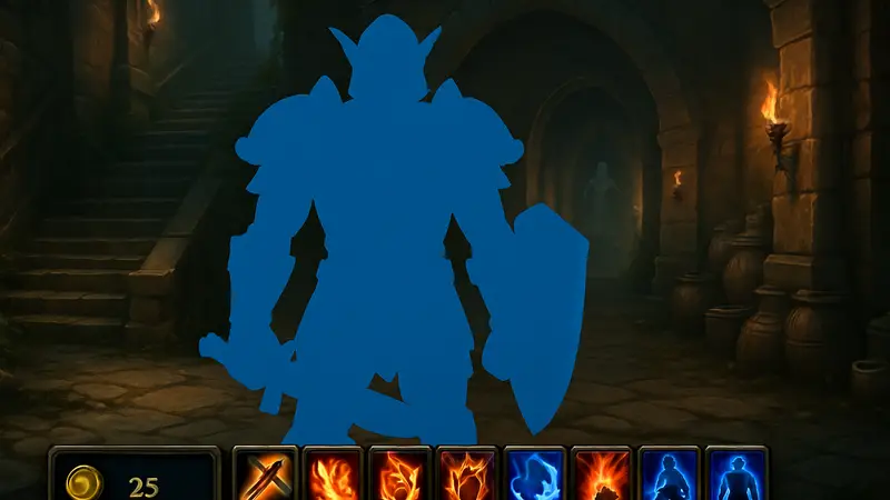 Игровой скриншот World of Warcraft, показывающий интерфейс персонажа с золотом и иконками способностей.