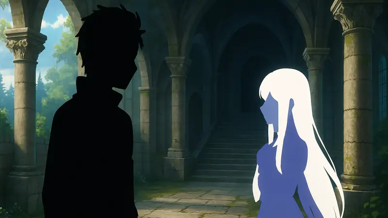 Кадр из аниме Re:Zero с Субару и Эмилией, символизирующий важный сюжетный момент 4 сезона.