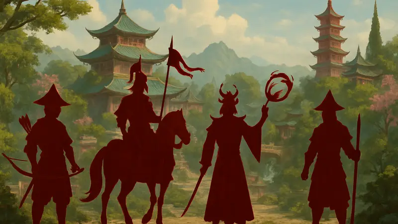 Изображение, демонстрирующее новую фракцию Yulan из DLC для Songs of Conquest, с восточными элементами и юнитами.