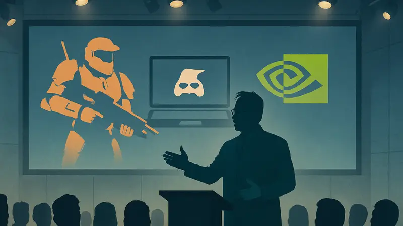 Дженсен Хуанг, CEO Nvidia, выступает на конференции, обсуждая будущее ПК-гейминга.