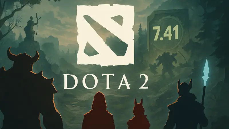 Логотип Dota 2 на фоне изменений игровой меты и патча 7.41.