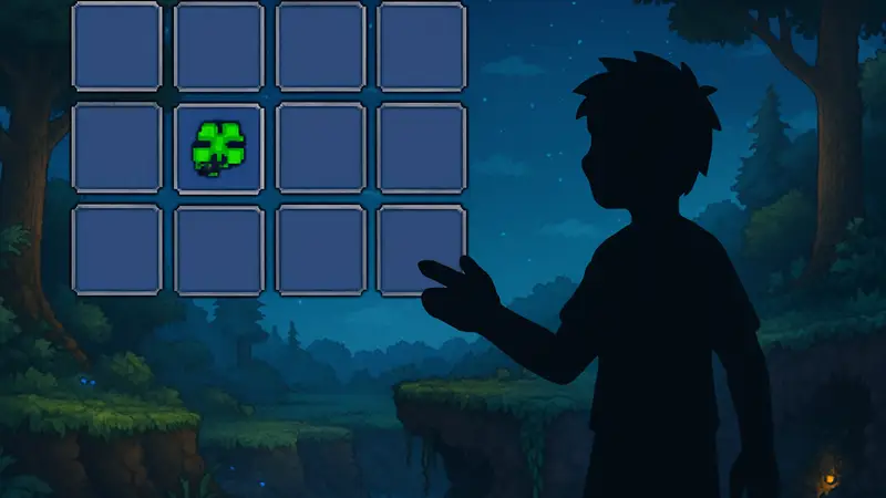 Счастливый Клевер в инвентаре Terraria 1.4.5, повышающий удачу игрока
