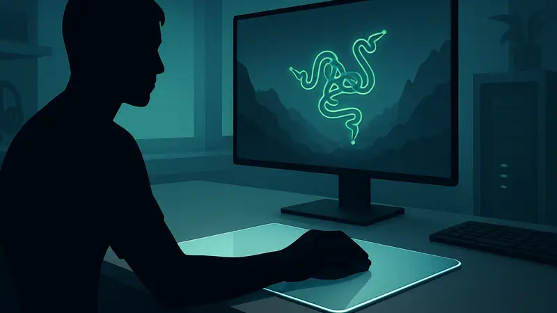 Игровой стеклянный коврик Razer Atlas Pro для мыши на столе геймера, демонстрирующий его тонкость.