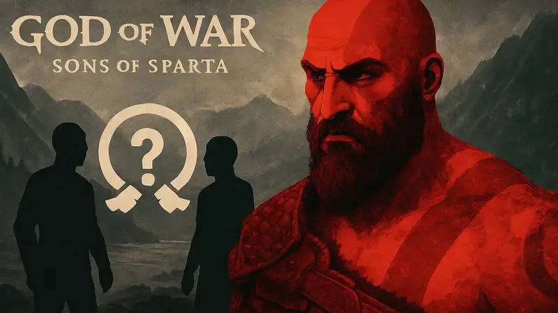 Красный арт Кратоса из God of War: Sons of Sparta, символ кооперативной игры, но с вопросительным знаком. Ошибка с кооперативом.