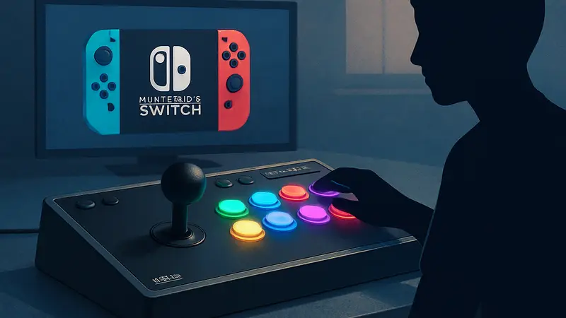 Улучшенный аркадный контроллер 8BitDo для Nintendo Switch с кнопками и подсветкой