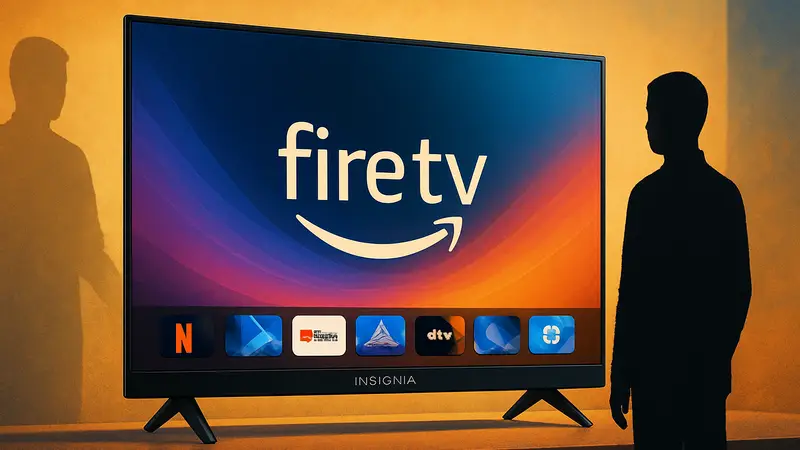  Изображение 55-дюймового телевизора Insignia Smart Fire TV на ярком фоне