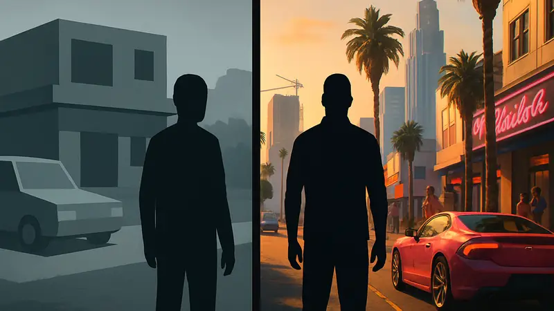 Сравнение ранней "уродливой" сборки игры и её финальной версии после утечки GTA 6.