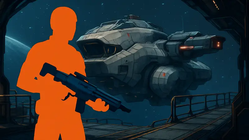 Игровой скриншот корабля из кооперативного шутера Jump Space с новым оружием.